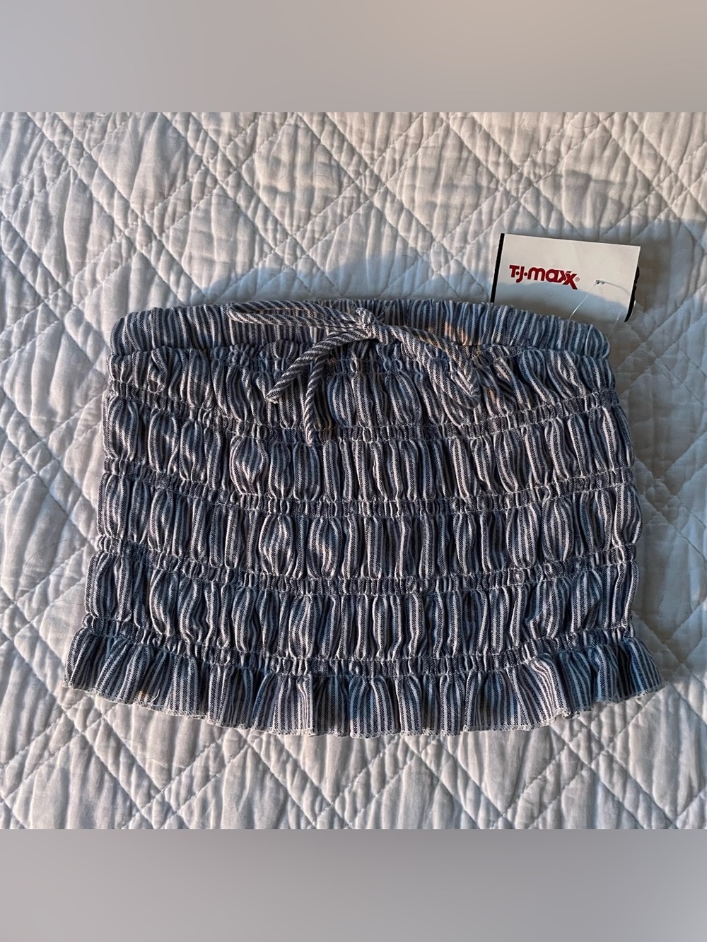 Coastal Scrunch Crop Top White and Blue Nautical Striped NWT TJMAXX Size XS GLG